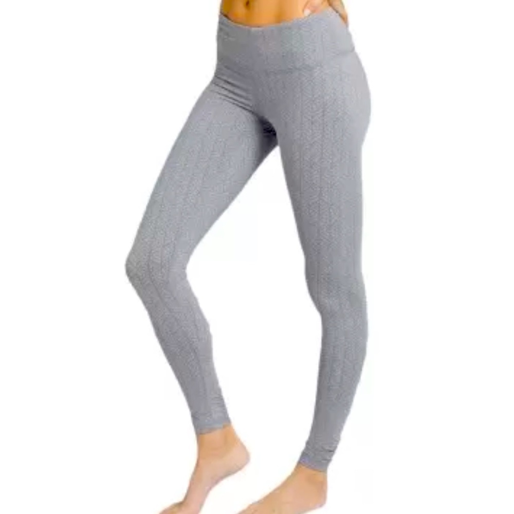 Prana Misty Leggings Women's Size Medium Gray Full Length Jacquard Ruched Yoga